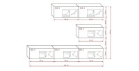 Ensemble de meubles de salon blanc suspendus collection CEPTO XXV. 249cm, 6 meubles, leds, modulables.