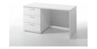 Habitación infantil y juvenil robusta colección OLVENA, cama, armario, escritorio, cómoda y mesita de noche, blanco efecto mader
