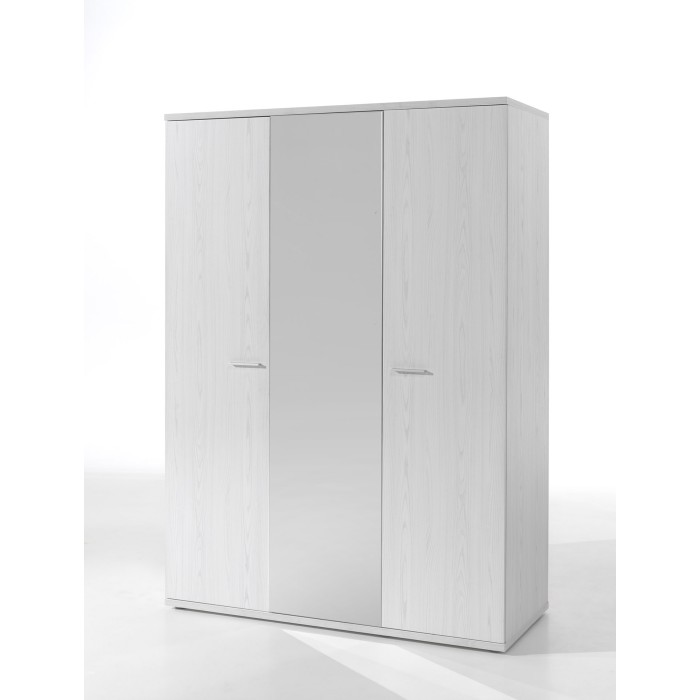 Habitación infantil, adolescente robusta colección OLVENA, cama, armario, escritorio, cómoda y mesita de noche, blanco efecto ma