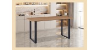 Table à manger haute EDWAR longueur 180cm en décor chêne vieilli, idéal pour une salle à manger conviviale