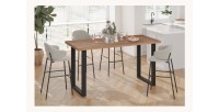 Table à manger haute EDWAR longueur 180cm en décor chêne vieilli, idéal pour une salle à manger conviviale