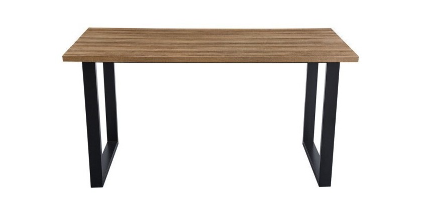 Table à manger haute EDWAR longueur 180cm en décor chêne vieilli, idéal pour une salle à manger conviviale