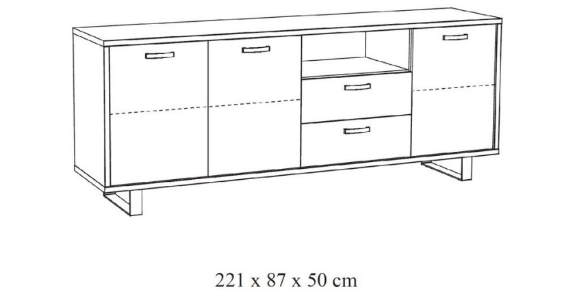 Ensemble de meubles pour salle à manger coloris chêne clair collection NEWTON.