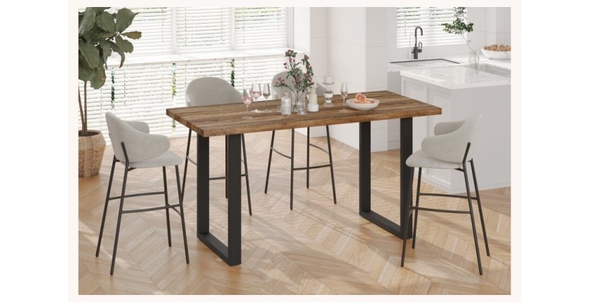 Table à manger haute EDWAR longueur 180cm en décor mango, idéal pour une salle à manger conviviale