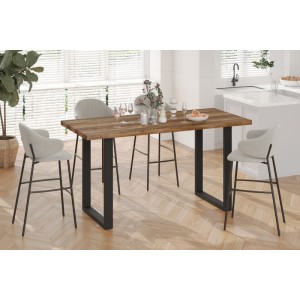 Table à manger haute EDWAR longueur 180cm en décor mango, idéal pour une salle à manger conviviale