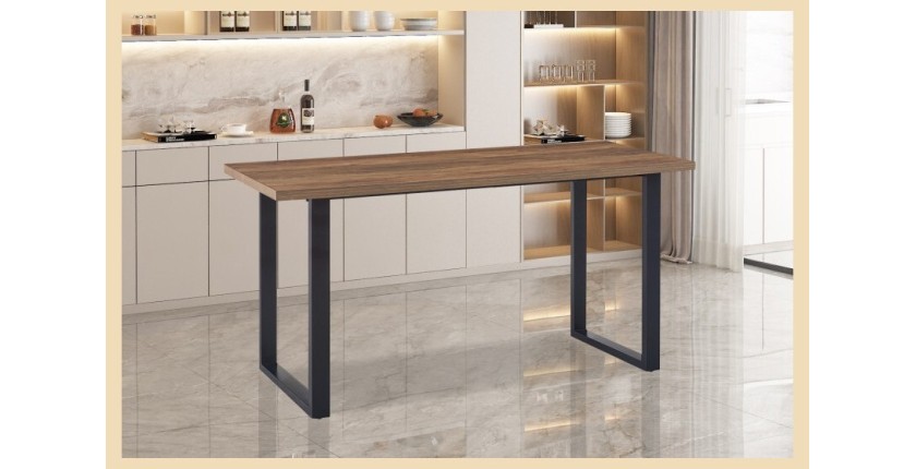 Table à manger haute EDWAR longueur 180cm en décor mango, idéal pour une salle à manger conviviale
