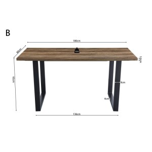 Table à manger haute EDWAR longueur 180cm en décor mango, idéal pour une salle à manger conviviale