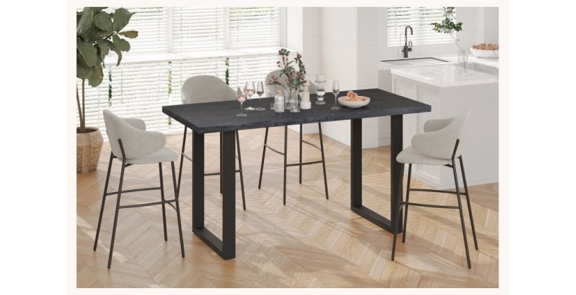 Table à manger haute EDWAR longueur 180cm en décor brun foncé, idéal pour une salle à manger conviviale
