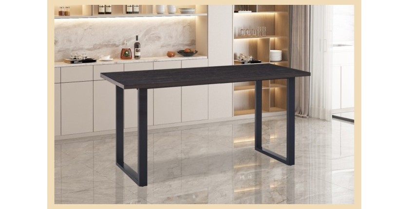 Table à manger haute EDWAR longueur 180cm en décor brun foncé, idéal pour une salle à manger conviviale