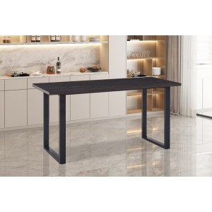 Table à manger haute EDWAR longueur 180cm en décor brun foncé, idéal pour une salle à manger conviviale