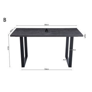 Table à manger haute EDWAR longueur 180cm en décor brun foncé, idéal pour une salle à manger conviviale