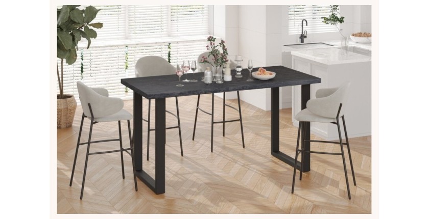 Table à manger haute EDWAR longueur 180cm en décor brun foncé, idéal pour une salle à manger conviviale