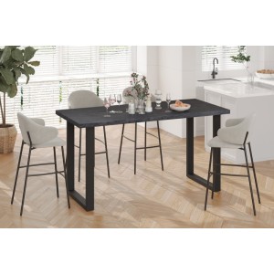 Table à manger haute EDWAR longueur 180cm en décor brun foncé, idéal pour une salle à manger conviviale
