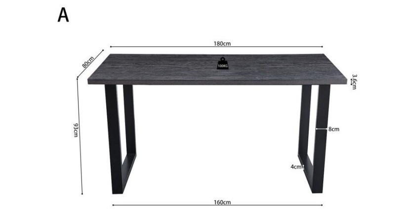 Table à manger haute EDWAR longueur 180cm en décor brun foncé, idéal pour une salle à manger conviviale
