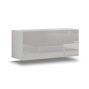 Ensemble de meubles de salon blanc et noir, suspendus collection CEPTO XXV. 249cm, 6 meubles, leds, modulables.