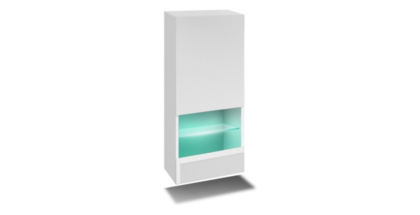 Ensemble de meubles de salon blanc, suspendus collection CEPTO XXVII. 240cm, 8 meubles, leds, modulables.