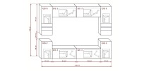 Ensemble de meubles de salon noir, suspendus collection CEPTO XXVII. 240cm, 8 meubles, leds, modulables.