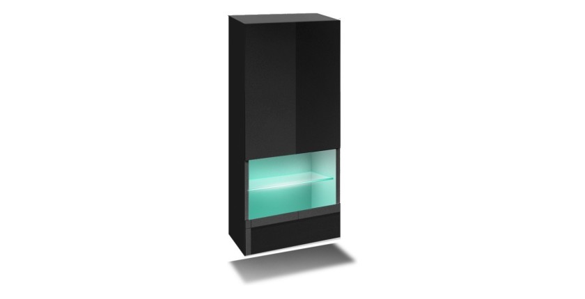 Ensemble de meubles de salon noir, suspendus collection CEPTO XXVII. 240cm, 8 meubles, leds, modulables.