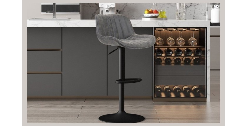 Tabouret de bar style vintage coloris gris. Collection ZENA