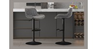 Tabouret de bar style vintage coloris gris. Collection ZENA