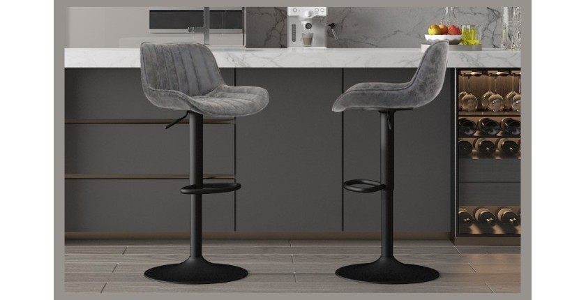 Tabouret de bar style vintage coloris gris. Collection ZENA