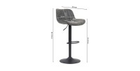 Tabouret de bar style vintage coloris gris. Collection ZENA