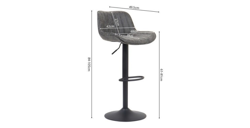 Tabouret de bar style vintage coloris gris. Collection ZENA