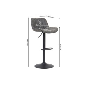 Tabouret de bar style vintage coloris gris. Collection ZENA