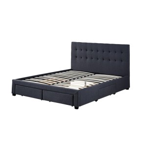 Lit avec 4 tiroirs design coloris gris pour adulte collection INIT, 160x200cm, sommier inclus