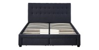 Lit avec 4 tiroirs design coloris gris pour adulte collection INIT, 160x200cm, sommier inclus