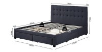 Lit avec 4 tiroirs design coloris gris pour adulte collection INIT, 160x200cm, sommier inclus
