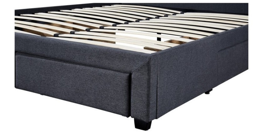 Lit avec 4 tiroirs design coloris gris pour adulte collection INIT, 160x200cm, sommier inclus