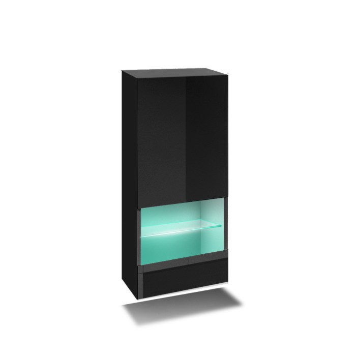 Ensemble de meubles de salon noir, suspendus collection CEPTO XXIX. 249cm, 8 meubles, leds, modulables.