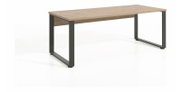 Bureau professionnel droit 150cm coloris chêne doré et noir collection DEPÉ.