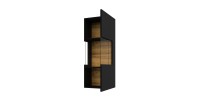 Petite vitrine suspendue 1 porte partiellement vitrée collection EVA. Couleur noir et chêne.
