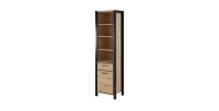 Vitrine haute collection BOWIE. Couleur chêne et noir. LED incluses