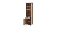 Vitrine haute collection BOWIE. Couleur chêne et noir. LED incluses