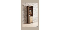 Vitrine haute collection BOWIE. Couleur chêne et noir. LED incluses