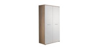 Armoire chambre d'enfant design coloris chêne et blanc avec 2 portes battantes collection DENVER.