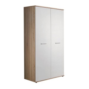 Armoire chambre d'enfant design coloris chêne et blanc avec 2 portes battantes collection DENVER.