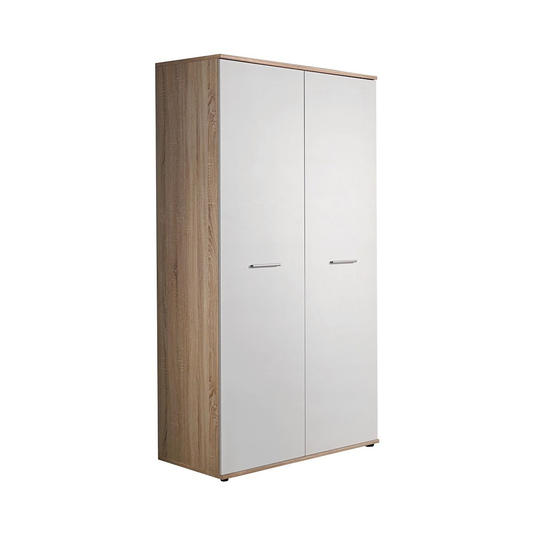 Armoire chambre d'enfant design coloris chêne et blanc avec 2 portes battantes collection DENVER.
