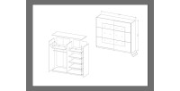 Armoire design 2 portes 220cm couleur chêne clair et blanc. Collection EOS