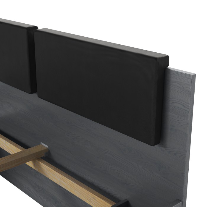 Letto adulto 140x200 con doghe e cassetti integrati - Collezione FLOYD. Colore grigio effetto legno.