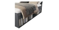 Volwassen bed 140x200 met lattenbodem en geïntegreerde lades - Collectie FLOYD. Kleur: grijs met houteffect.