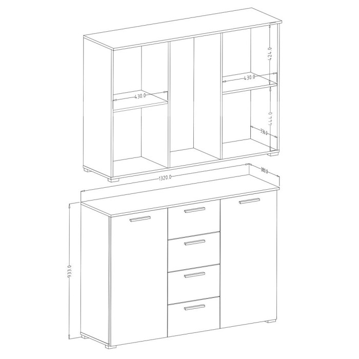 Chambre à coucher FLOYD : Armoire 220cm, Lit 180x200, commode, chevets. Coloris blanc effet bois.
