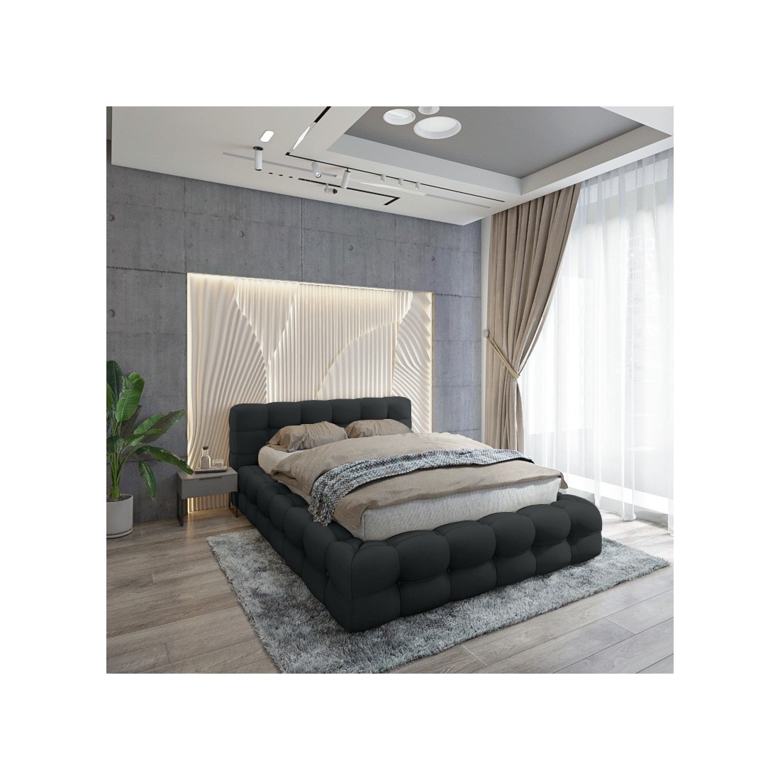 Lit coffre 160x200 noir - Collection BRAVE
