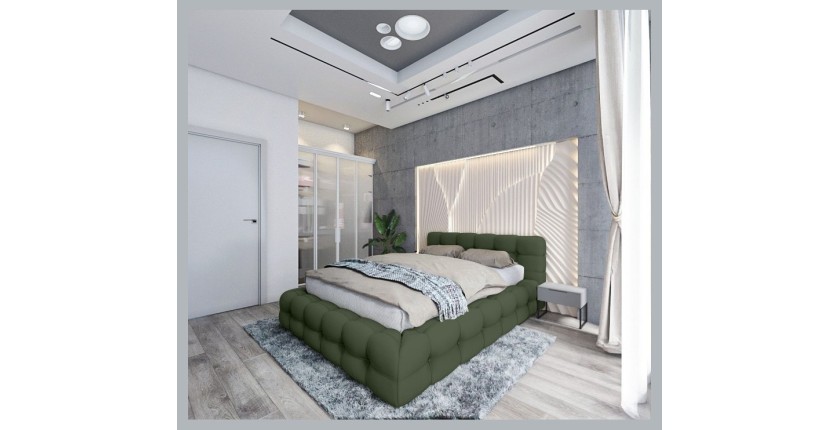 Lit coffre 180x200 coloris vert - Collection BRAVE