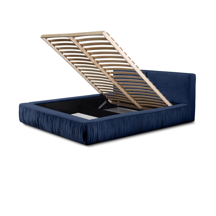 Lit coffre 140x200 coloris bleu - Collection MINAO