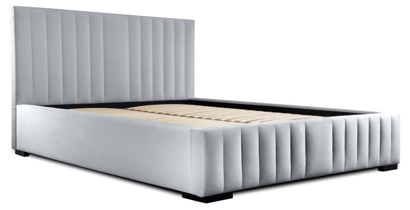 Lit coffre 160x200 coloris gris argent - Collection LAS
