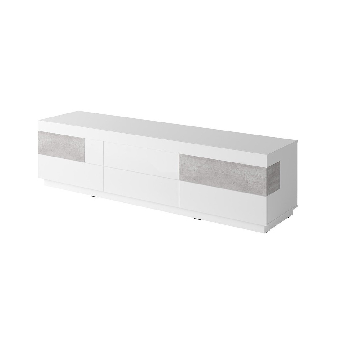 Meuble TV XL 200cm collection KILES. Coloris blanc et gris. Style design.